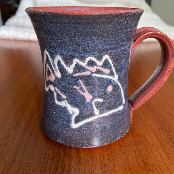 Handmade Mug Abstract Fish Pottery - Picture 1 of 5